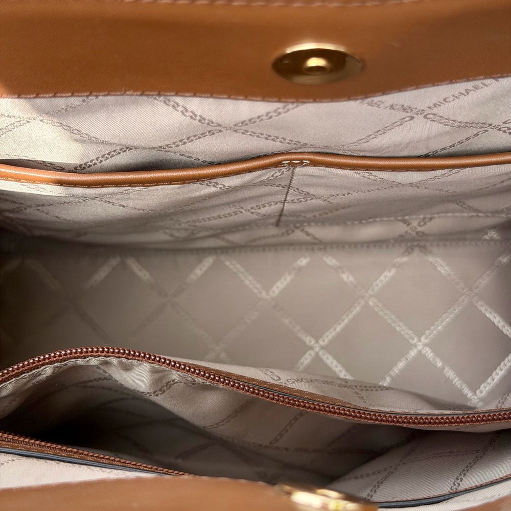 Michael Kors Beige Canvas Tote with Brown Leather Trim - Picture 3 of 7